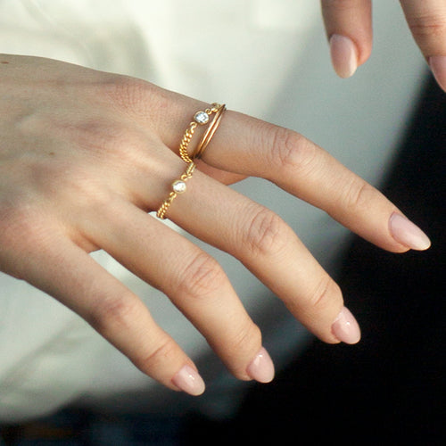 Crystal Curb Chain Ring