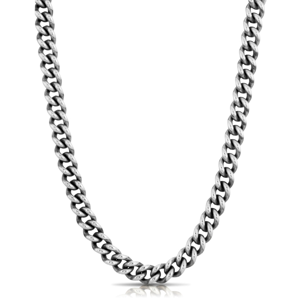 Rounded Curb Chain Necklace - Silver