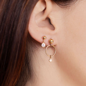 Crystal Mini Knocker Earring Set - Gold